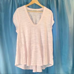 Free People We The Free Pink V Neck Short Sleeve Oversized Top - Large